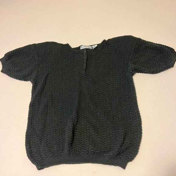 VINTAGE Northern Isles black sweater short sleeve M - Picture 1 of 8